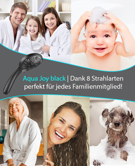 Blumbach Schwarzer Duschkopf Aqua Joy black - mit 8 tollen Strahlarten