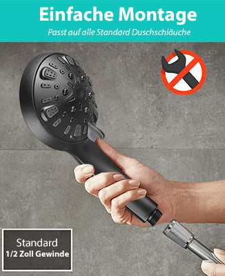 Blumbach Schwarzer Duschkopf Aqua Joy black - mit 8 tollen Strahlarten
