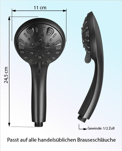 Blumbach Schwarzer Duschkopf Aqua Joy black - mit 8 tollen Strahlarten