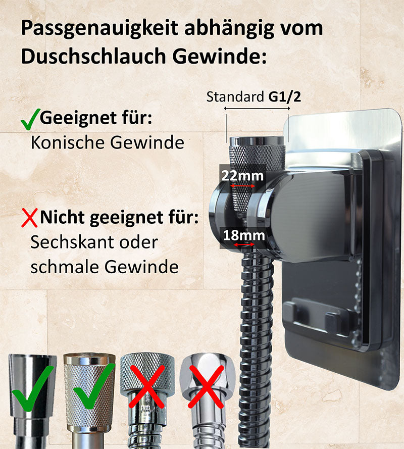Duschkopfhalter "Sticky" zum Kleben. Winkel verstellbar, Chrom