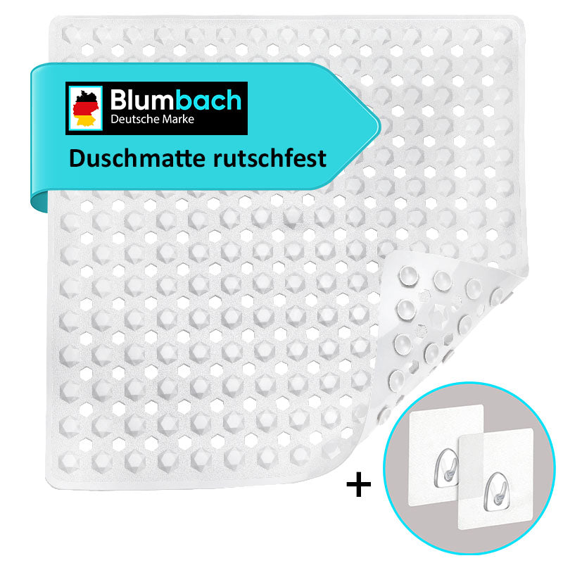 Duschmatte weiß mit Häkchen Klebehaken Blumbach rutschfest Anti Rutschmatte Dusche Antirutschmatte kaufen 53 x 53 cm