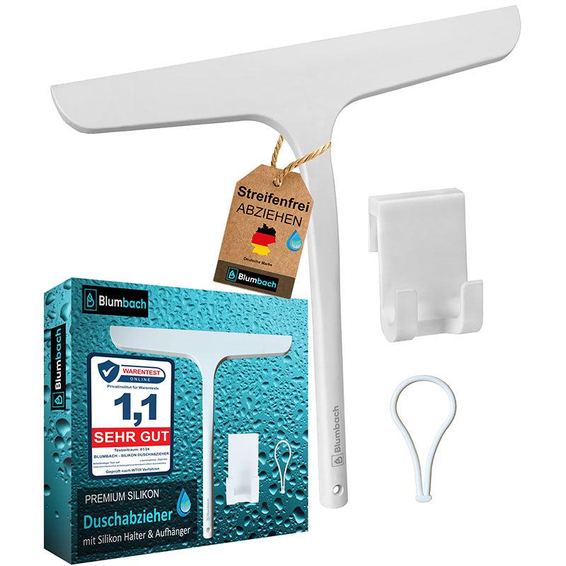 Blumbach Silikon Duschabzieher schwarz, weiß oder grau - Premium Abzieher Dusche 28 cm breit