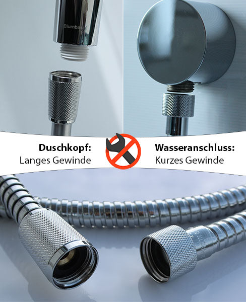 Edelstahl Brauseschlauch - Made in Germany - mit Verdrehschutz