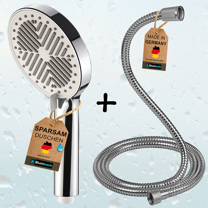 Duschkopf mit Schlauch Set ☀️ Eco Shower Duschbrause + Edelstahl Schlauch 160 cm – blumbach