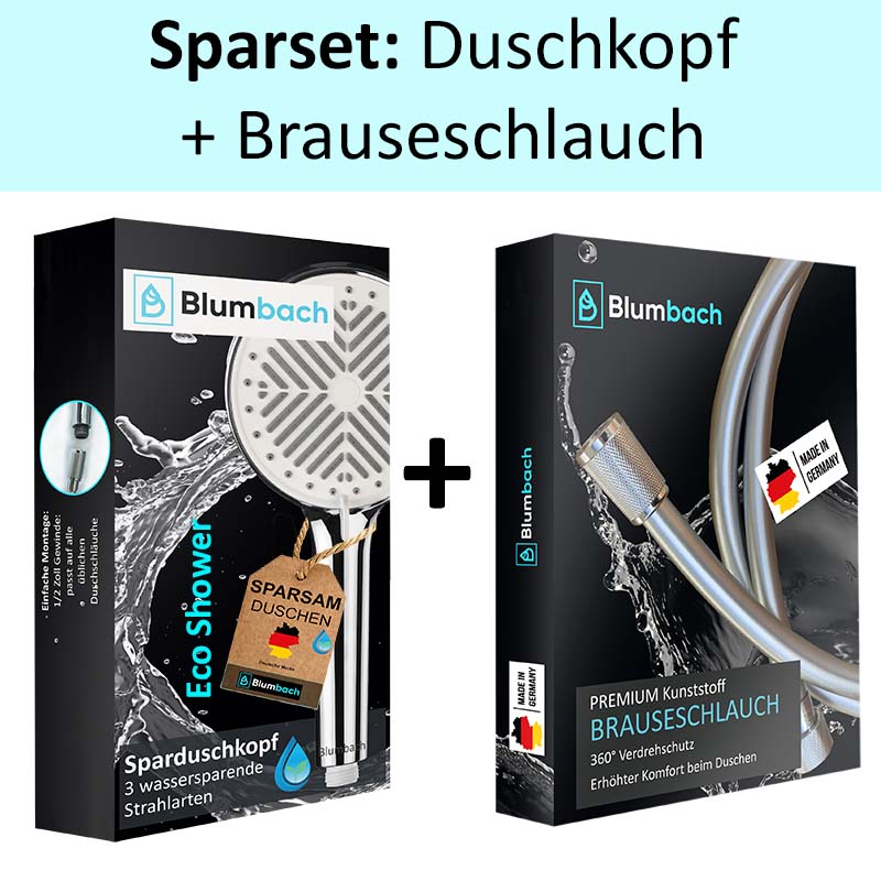 Duschbrause Sparset: Eco Shower Duschkopf mit Kunststoff Schlauch 160 cm