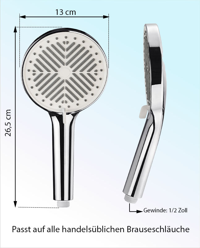 Extrem wassersparender Sparduschkopf 6 Liter - Blumbach Eco Shower Brausekopf - Großer Brausekopf, energiesparend