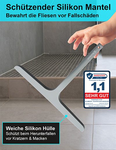Blumbach Silikon Duschabzieher schwarz, weiß oder grau - Premium Abzieher Dusche 28 cm breit