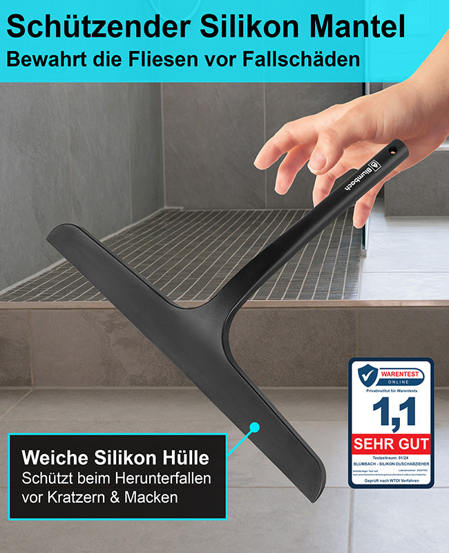 Blumbach Silikon Duschabzieher schwarz - Premium Abzieher Dusche 28 cm breit