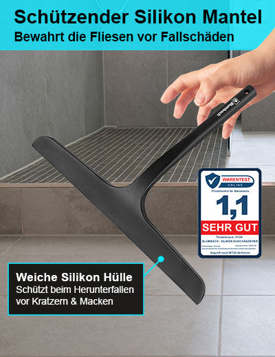 Silikon Duschabzieher schwarz - Abzieher Dusche 28 cm von Blumbach - Flitsche für Duschkabine - Duschwand Abzieher - Badabzieher