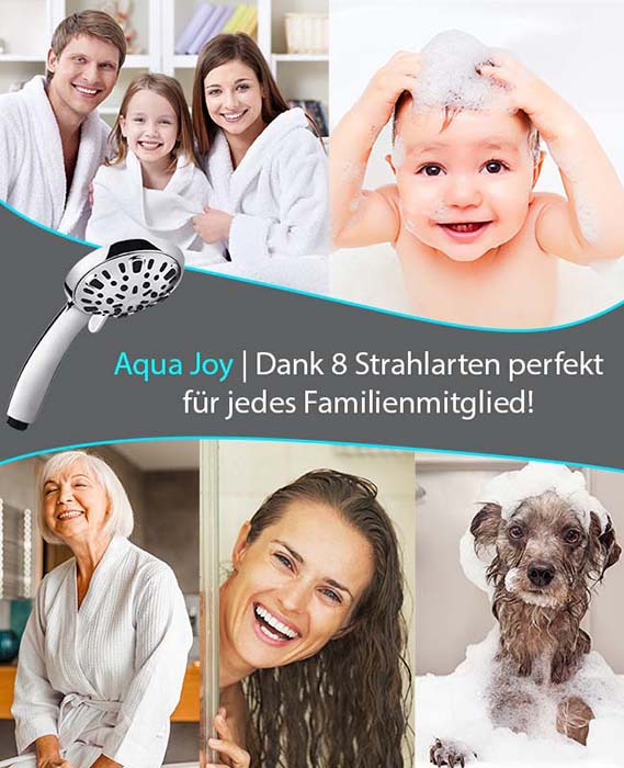 Blumbach Aqua Joy Hochdruck Duschkopf wassersparend - 8 Strahlarten
