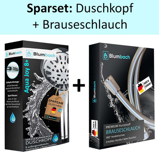Duschbrause Set: Aqua Joy Duschkopf + Kunststoff Schlauch 160 cm Blumbach