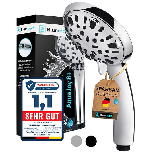 Blumbach Aqua Joy Hochdruck Duschkopf wassersparend - 8 Strahlarten