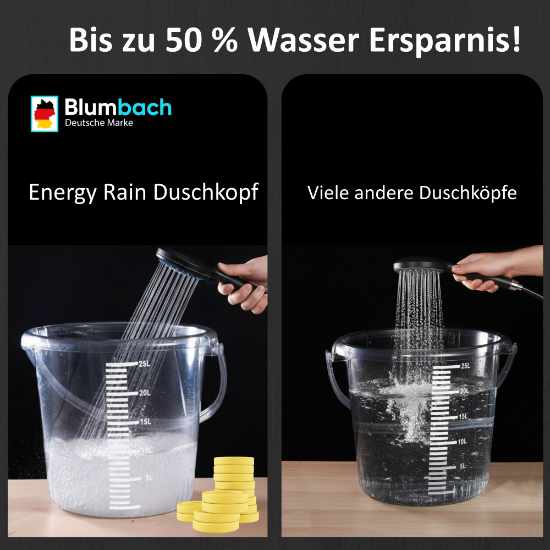 Blumbach Hochdruck Duschkopf schwarz Energy Rain, 9 Strahlarten, Massagestrahl, Duschbrause starker Strahl, Handbrause schwarz
