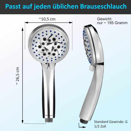 Blumbach Hochdruck Duschkopf  Energy Rain, 9 Strahlarten, Massagestrahl, Duschbrause starker Strahl, Handbrause 