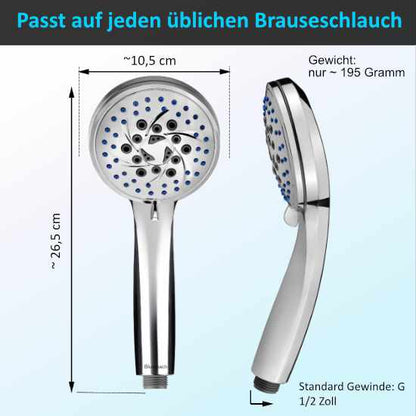 Blumbach Hochdruck Duschkopf  Energy Rain, 9 Strahlarten, Massagestrahl, Duschbrause starker Strahl, Handbrause 