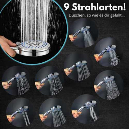 Blumbach Hochdruck Duschkopf Energy Rain, 9 Strahlarten, Massagestrahl, Duschbrause starker Strahl, Handbrause 