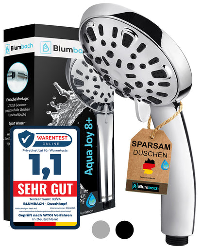 Blumbach Aqua Joy Hochdruck Duschkopf wassersparend - 8 Strahlarten