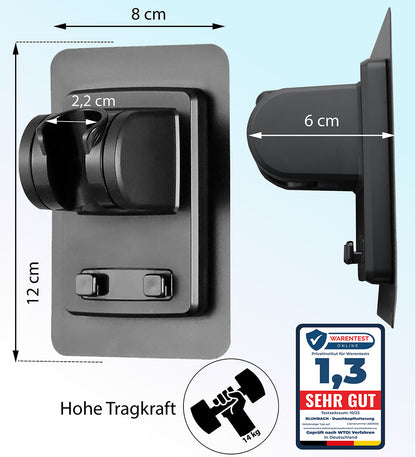 Duschkopfhalter "Sticky" zum Kleben. Winkel verstellbar, Schwarz