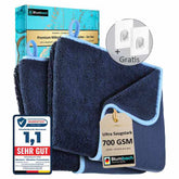 Mikrofaser Trockentuch Dusche Bad Auto Blumbach - 2er Set mit 700 GSM + 2 Klebehaken gratis, 