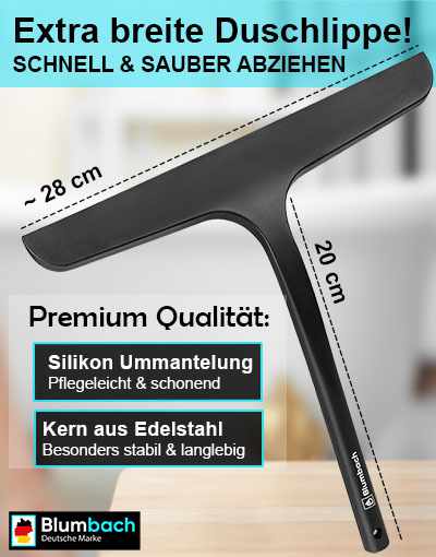 Duschabzieher schwarz Abzieher Dusche Silikon Abzieher Badabzieher Duschwischer Badwischer Blumbach Flitsche
