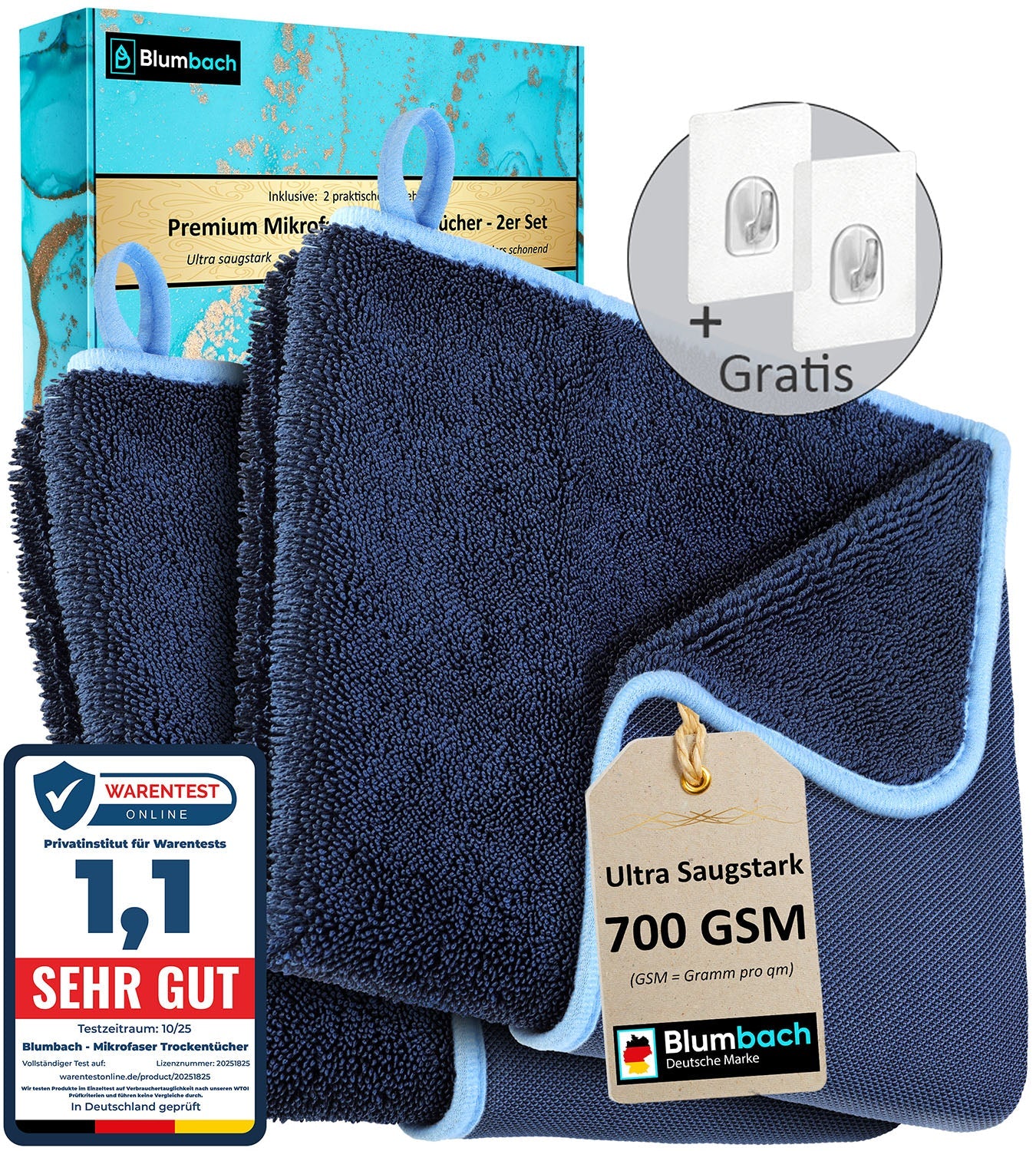 Mikrofaser Trockentücher Premium Set - Dusche, Bad, Auto... blumbach