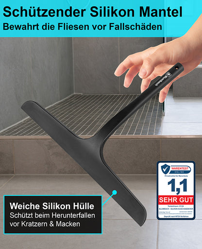 Blumbach Silikon Duschabzieher schwarz - Premium Abzieher Dusche 28 cm breit