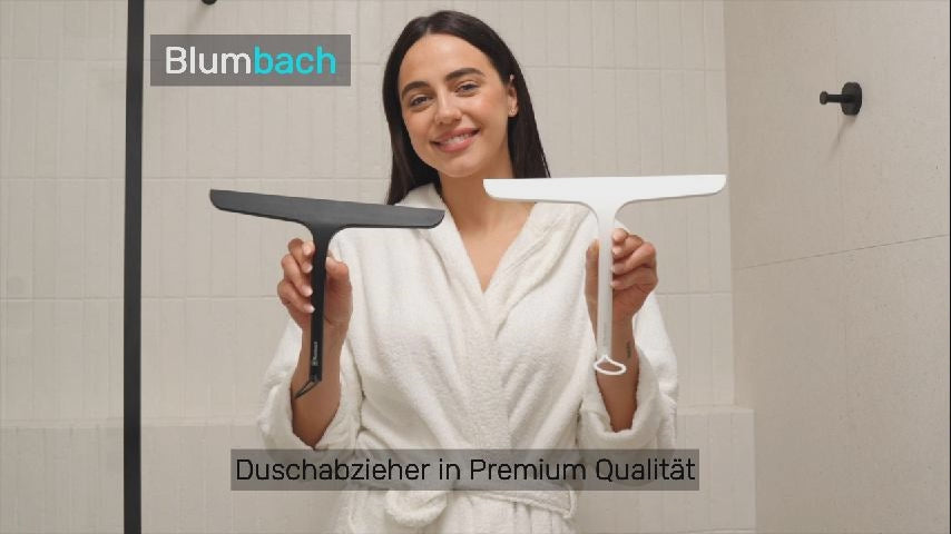 Video laden: Silikon Duschabzieher schwarz weiß breite Duschlippe, mit Edelstahlkern, Abzieher Dusche, Flitsche