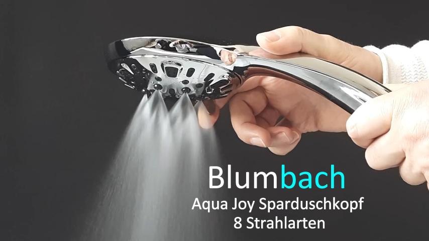 Blumbach Aqua Joy wassersparender Duschkopf - 8 Strahlarten, starker Strahl, Massagestrahl